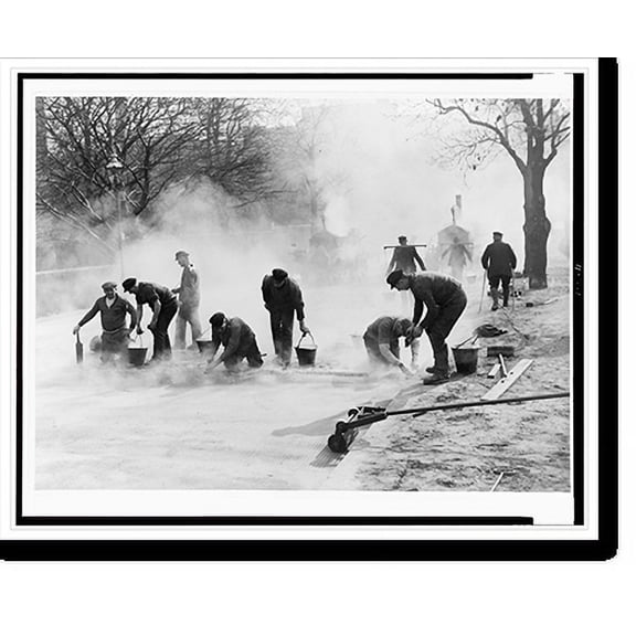 Historic Print, [Workers doing road construction in Germany], 18" x 24"