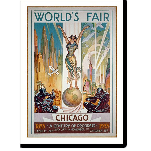 Historic Print, World's Fair, Chicago. A Century of Progress, 1833-1933.Sheffer. - 3, 16" x 20"