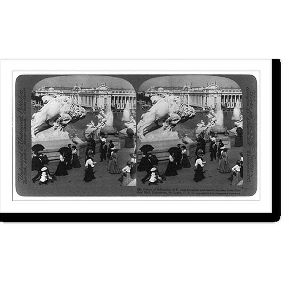 Historic Print, World's Fair, St. Louis, Mo.: Palace of Education N.E. over fountains and heroic statues, from Festival Hall, 18" x 24"