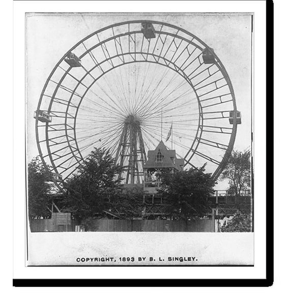 Historic Print, World's Fair, the great ferris wheel, 280 feet high, Chicago, Ill., 18" x 24"