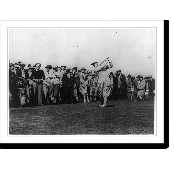 Historic Print, World's outstanding golfer, Bobby Jones, captain of U.S. Walker Cup, leads mates to victory over British, 18" x 24"