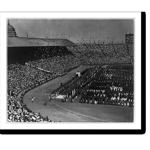 Historic Print, XIV Olympiad opens. After His Majesty the King declared the 1948 Olympic games opened, seven thousand pigeons were released, 16" x 20"
