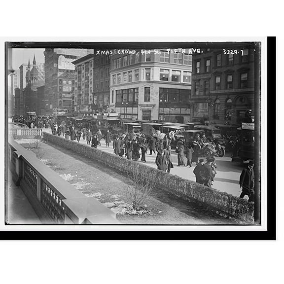Historic Print, Xmas crowd . 5th Ave., 18" x 24"