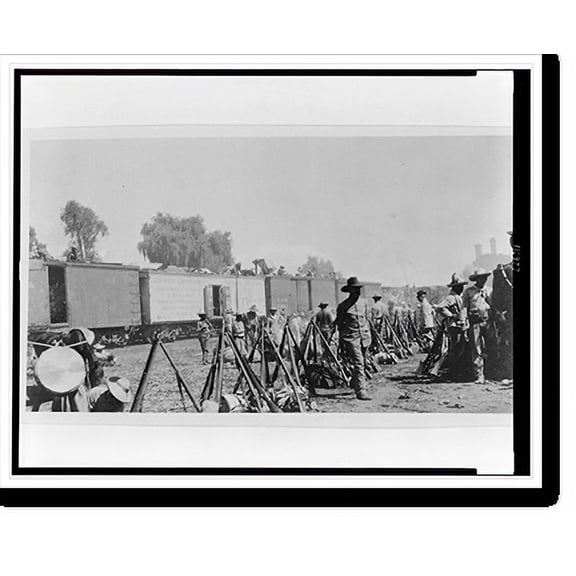 Historic Print, [Yaqui Indians, good fighters, at Toloyucan, the large camp on the outskirts of Mexico City, prior to Gen. Obregon's entrance], 16" x 20"