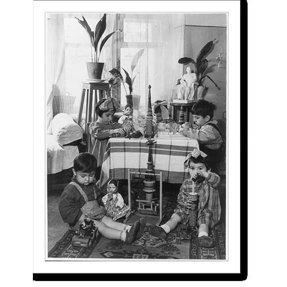 Historic Print, [Yerevan, Armenian S.S.R.: 4 children playing with toys in room], 18" x 24"