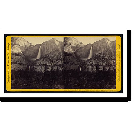 Historic Print, Yo-Semite Fall (2634 feet high) at sunrise from opp. side of valley, 18" x 24"