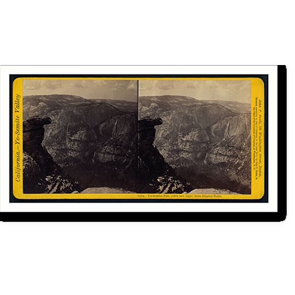 Historic Print, Yo-Semite Fall (2634 feet high) from Glacier Point, 16" x 20"