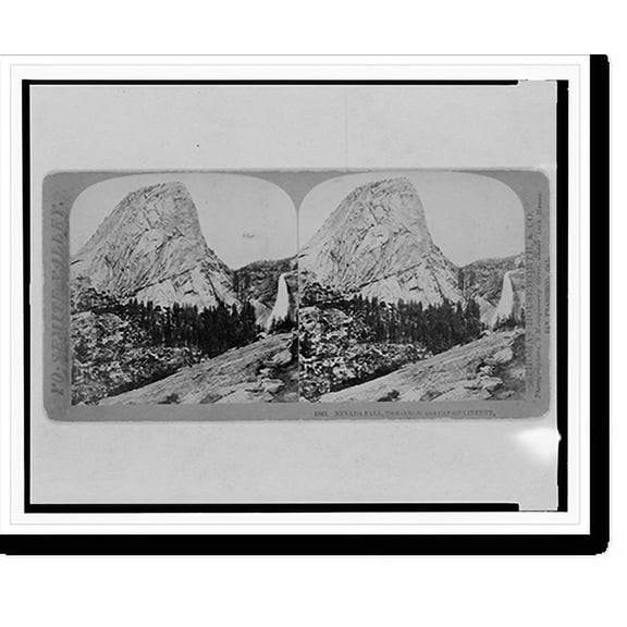 Historic Print, Yo-Semite Valley. Nevada Fall, 700 feet high, and Cap of Liberty, 18" x 24"