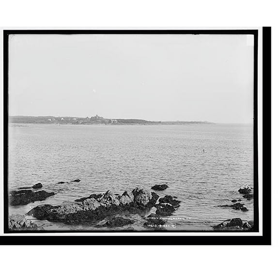Historic Print, York Beach and cliffs from Concordville, Maine, 16" x 20"