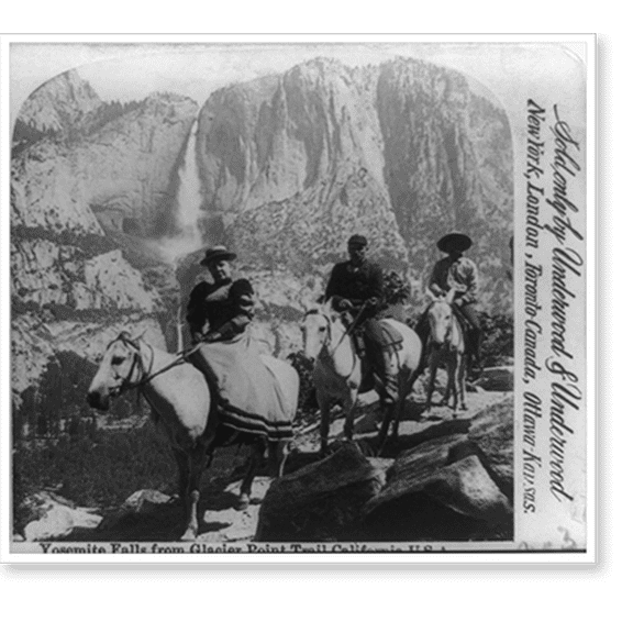 Historic Print, Yosemite Falls from Glacier Point trail California U.S.A., 18" x 24"