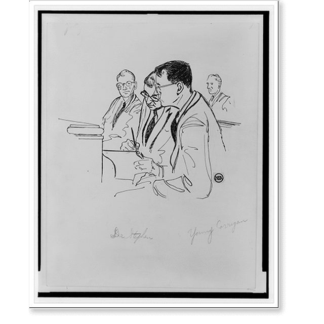 Historic Print, [Young Corrigan", possibly John T. Corrigan, conferring