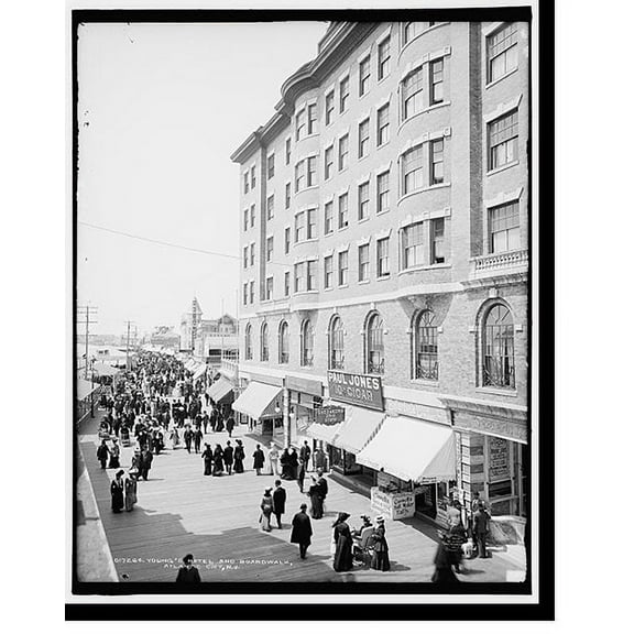 Historic Print, Young's Hotel and boardwalk, Atlantic City, N.J., 16" x 20"