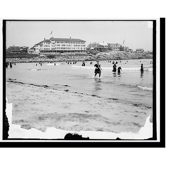 Historic Print, Young's Hotel from the beach, York, Me., 16" x 20"