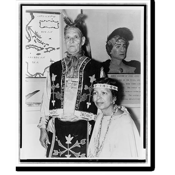 Historic Print, [Yuchi Indians Rufus George, standing, facing front and wife Addie, seated, facing left], 16" x 20"