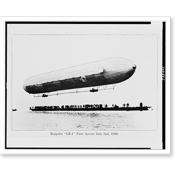 Historic Print, Zeppelin LZ-1" first ascent July 2nd, 1900", 16" x 20"