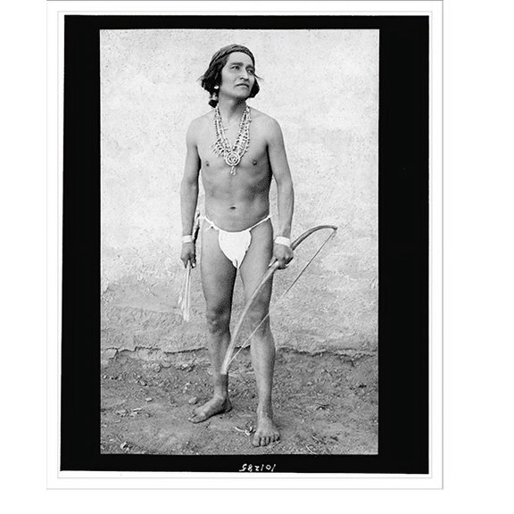 Historic Print, Zuni marathon racer. figure study, 16" x 20"