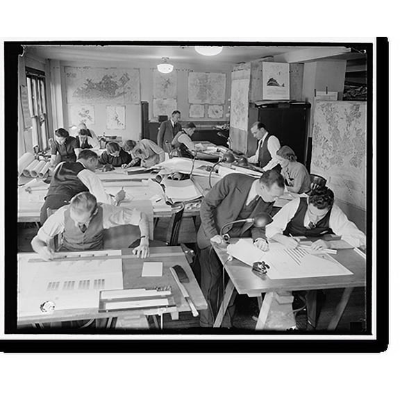 Historic Print, The mapping and drafting section of the Division of Economics and Statistics visualizes information on housing and mortgage lending conditions, in some cases for country…16" x 20"