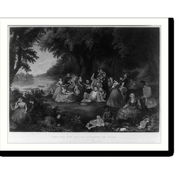 Historic Print, The pic nic on the fourth of July A day to be remembered".painted by Lilly M. Spencer ; engraved by Saml. Hollyer & J. Rogers.", 18" x 24"