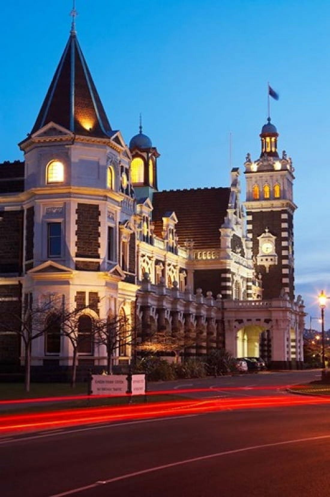 Historic Railway Station at Dusk Dunedin South Island New Zealand Canvas Art - David Wall  DanitaDelimont (11 x 17)