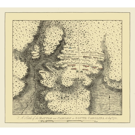 Revolutionary War Map Print - Camden South Carolina - Des Barres 1780 - Vintage Wall Art