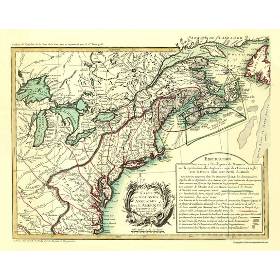 Historic Revolutionary War Map - North America English Colonies - Overton 1756 - 23 x 32.44 - Vintage Wall Art