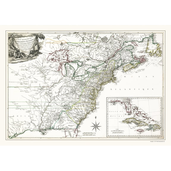 Historic Revolutionary War Map - North America English Possessions - 1763 - 23 x 32 - Vintage Wall Art