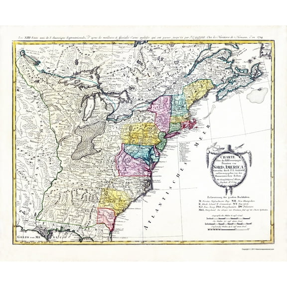 Historic Revolutionary War Map - North America United States Chart - Homann 1784 - 23 x 31.97 - Vintage Wall Art