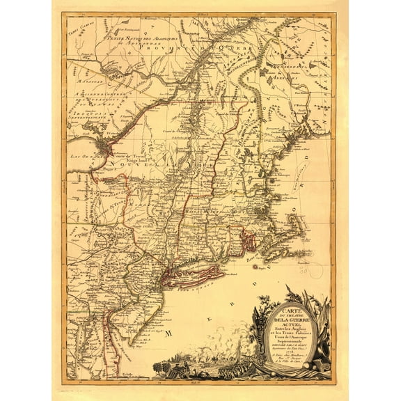 Historic Revolutionary War Map - Thirteen Colonies Theatre - Eliot 1778 - 23 x 34 - Vintage Wall Art