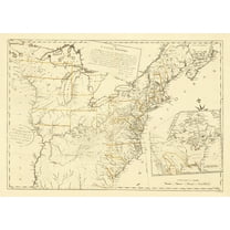 Historic Revolutionary War Map - United States Peace Treaty Sept 3rd 1783 - McMurray 1784 - 23 x 29 - Vintage Wall Art