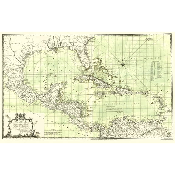 Historic Revolutionary War Map - West Indies Chart - Speer 1774 - 23 x 27.90 - Vintage Wall Art