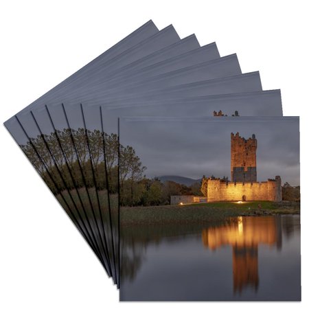 3drose, Historic Ross Castle at Dusk in Killarney Np, Ireland, Set of 8 Ceramic Tile Coasters