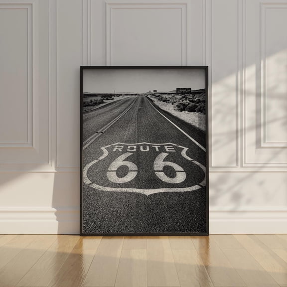 Historic Route 66 Poster Vintage Route 66 Art for AirBnB Decor Black and White Wall Print for Condo