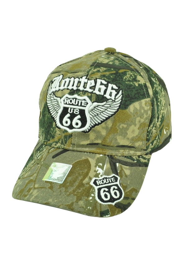 Historic Route 66 US First Highway Camouflage Camo Hat Cap Road Wings Sign