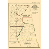 Historic State Map - Alabama Cherokee Land Position - GLO 1835 - 23 x 33.72 - Vintage Wall Art