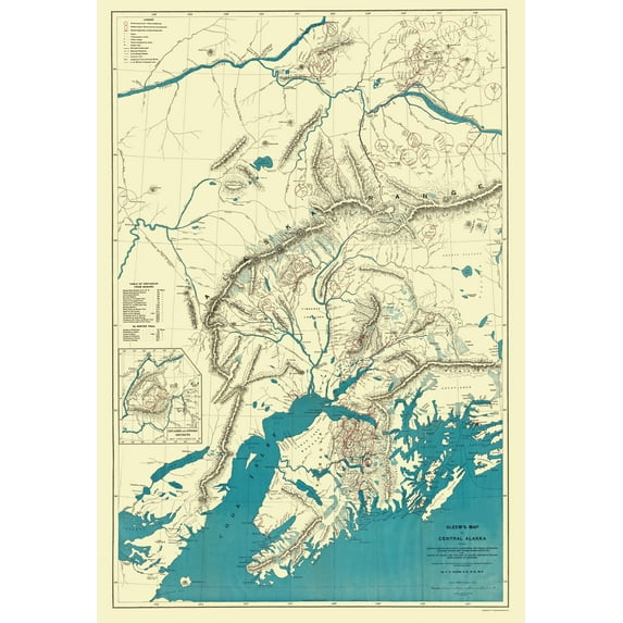 Historic State Map - Alaska Central Portion - Sleem 1910 - Vintage Wall Art