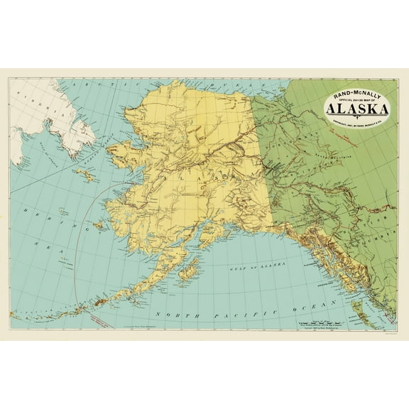 Historic State Map - Alaska - Rand McNally 1897 - Vintage Wall Art