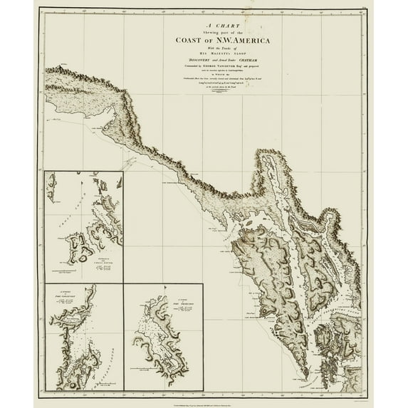 Historic State Map - Alaska Southern Portion - Vancouver 1798 - Vintage Wall Art