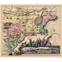 Historic State Map - America Septentrionali - 1751 - 26.63 x 23 - Vintage Wall Art
