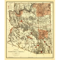 Historic State Map - Arizona Territory - Bien 1887 - 23 x 27.31 - Vintage Wall Art