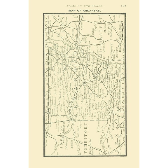 Historic State Map - Arkansas - Alden 1886 - 23 x 34.91 - Vintage Wall Art