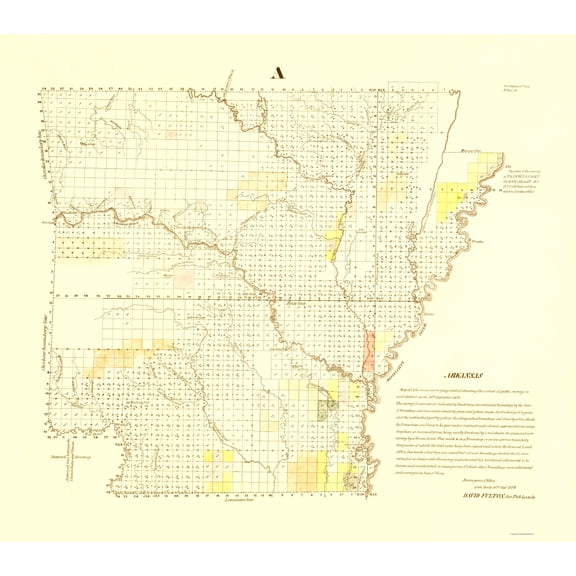 Historic State Map - Arkansas - Fulton 1839 - Vintage Wall Art