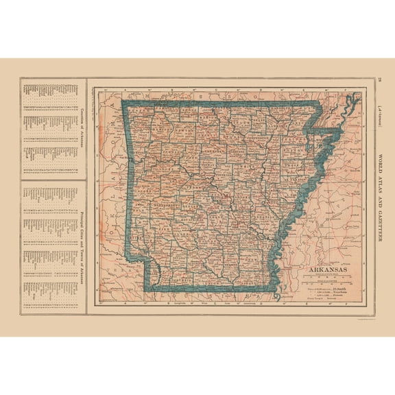 Historic State Map - Arkansas - Reynold 1921 - Vintage Wall Art