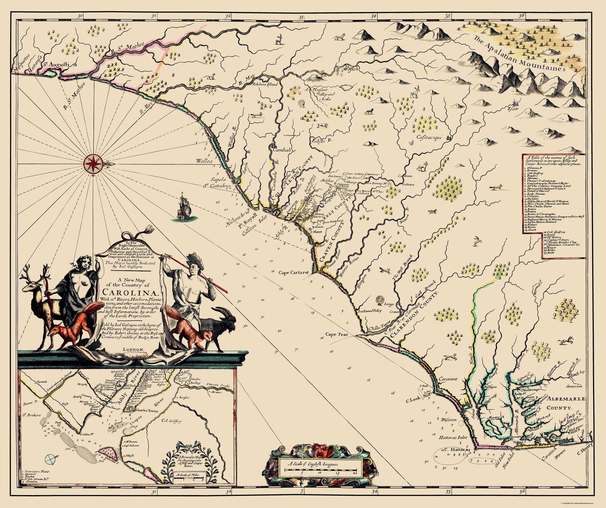 Historic State Map - Carolina - 1682 - Vintage Wall Art - Walmart.com