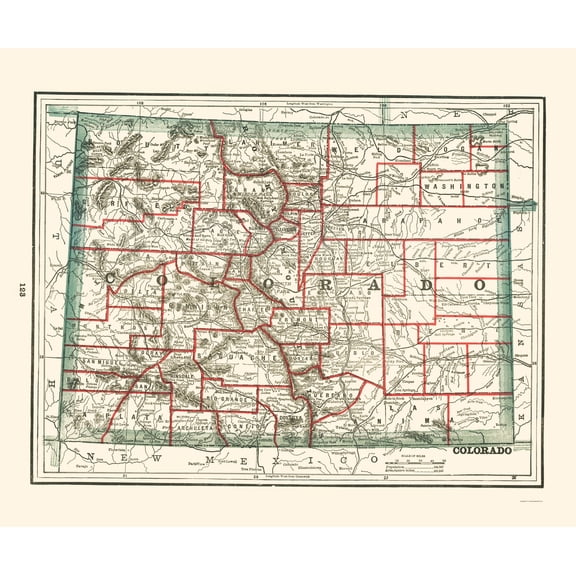 Historic State Map - Colorado - Rathbun 1893 - Vintage Wall Art