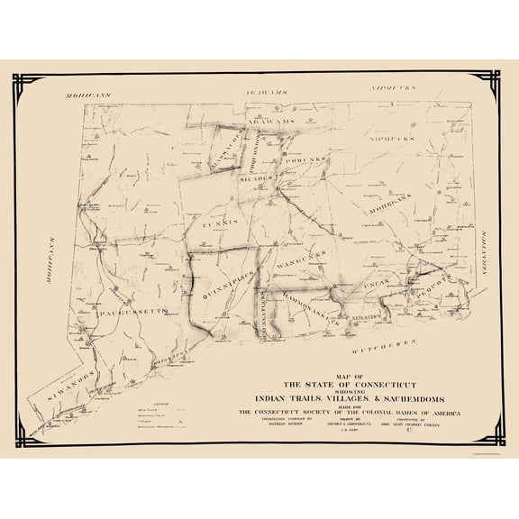 Historic State Map - Connecticut - Griswold 1930 - 23 x 29.88 - Vintage Wall Art