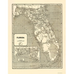 Historic State Map - Florida - Morse 1842 - Vintage Wall Art