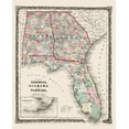 thumbnail image 1 of Historic State Map - Georgia Alabama Florida - Colton 1858 - 23 x 28.34 - Vintage Wall Art, 1 of 5
