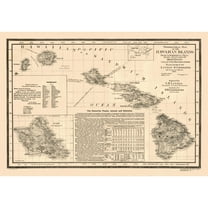 Historic State Map - Hawaii - Linton 1893 - 33.10 x 23 - Vintage Wall Art