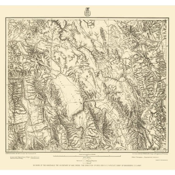 Historic State Map - Idaho Southeastern - US Army 1877 - Vintage Wall Art