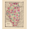 thumbnail image 1 of Historic State Map - Illinois - Johnson 1860 - 23 x 26.92 - Vintage Wall Art, 1 of 5